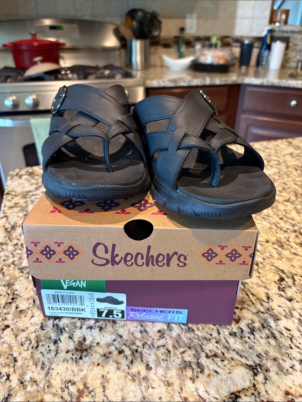 Skechers Black Crisscross Slide Sandals